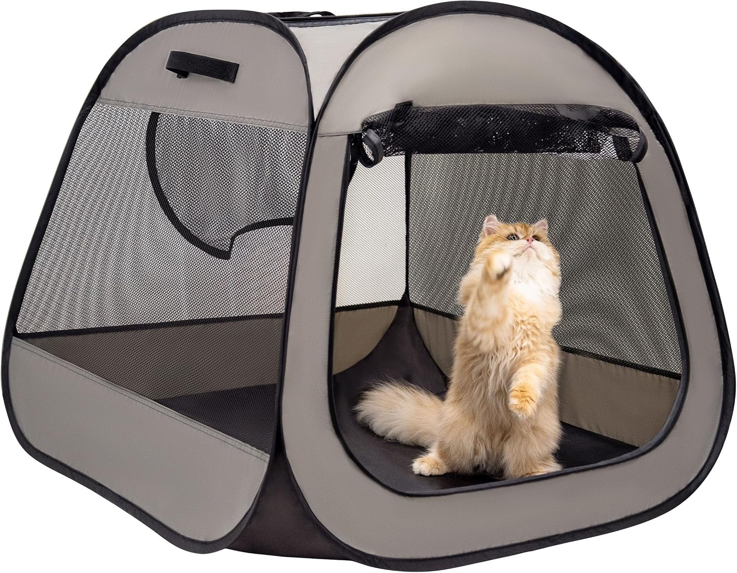 LAFYETTE. – US Based, Portable Cat Playpen, Trapezoidal Stable Design, Foldable Pet Tent for Indoor Outdoor Use, Cat Dog Play Enclosure, Kitten Puppy Kennel Crate, Pet House, Easy Setup, 33″ x 26.5″