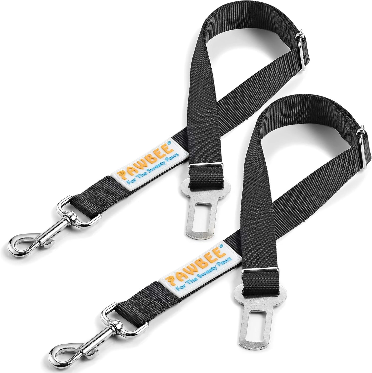 PAWBEE 2-Pack Dog Seat Belts for Cars – Adjustable Nylon Car Harness with Stainless Hooks, Safety Seatbelt Harnesses for Dogs, Durable Dog Car Seat Belt Clip, Essential Travel Accessories for Pets