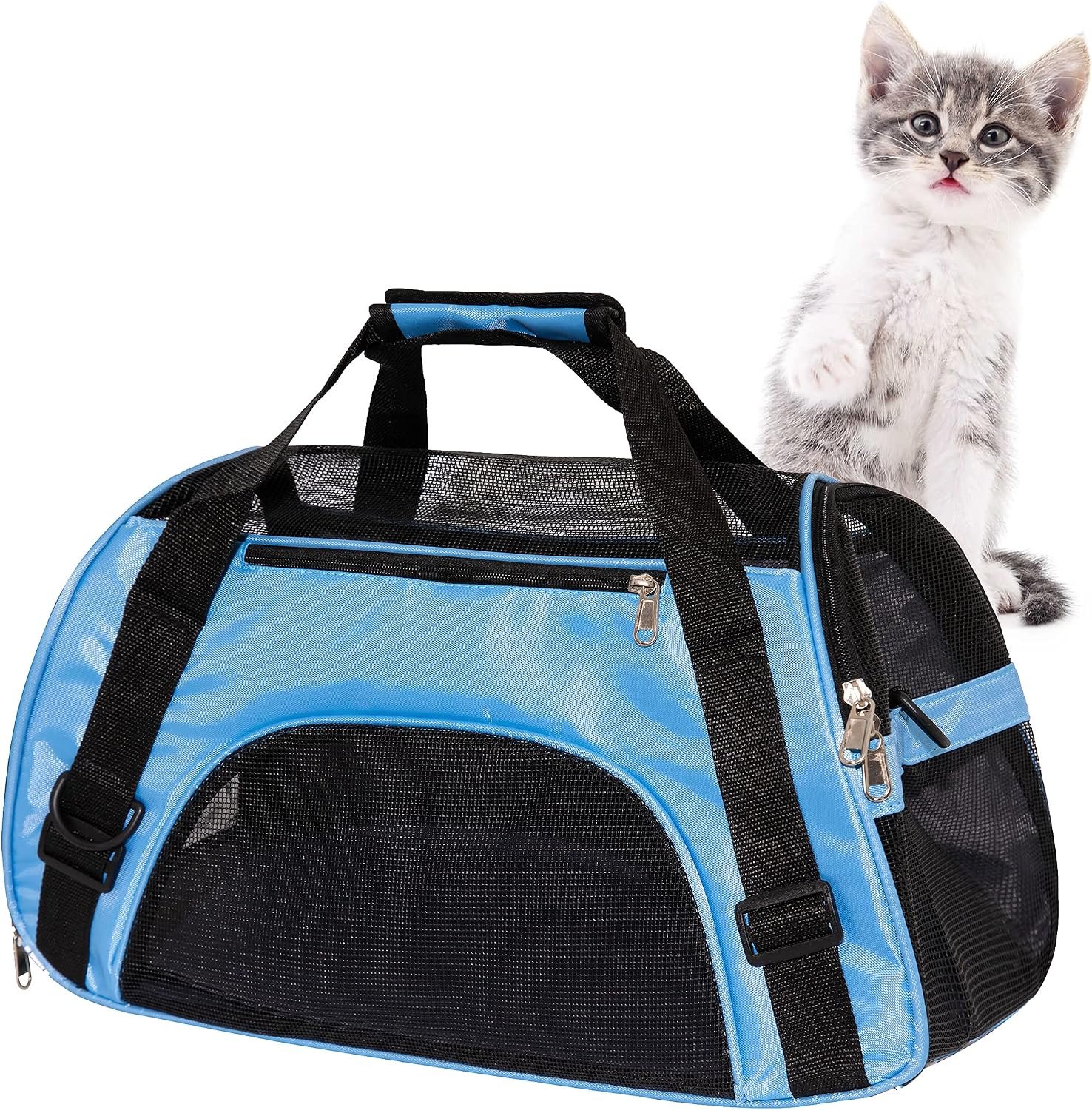 MuchL Pet Carrier Soft-Sided Carriers for Cat Carriers Dog Carrier for Small Medium Cats Dogs Puppies Pet Carrier Airline Approved Cat Dog Pet Travel Carrier (Small, Blue)