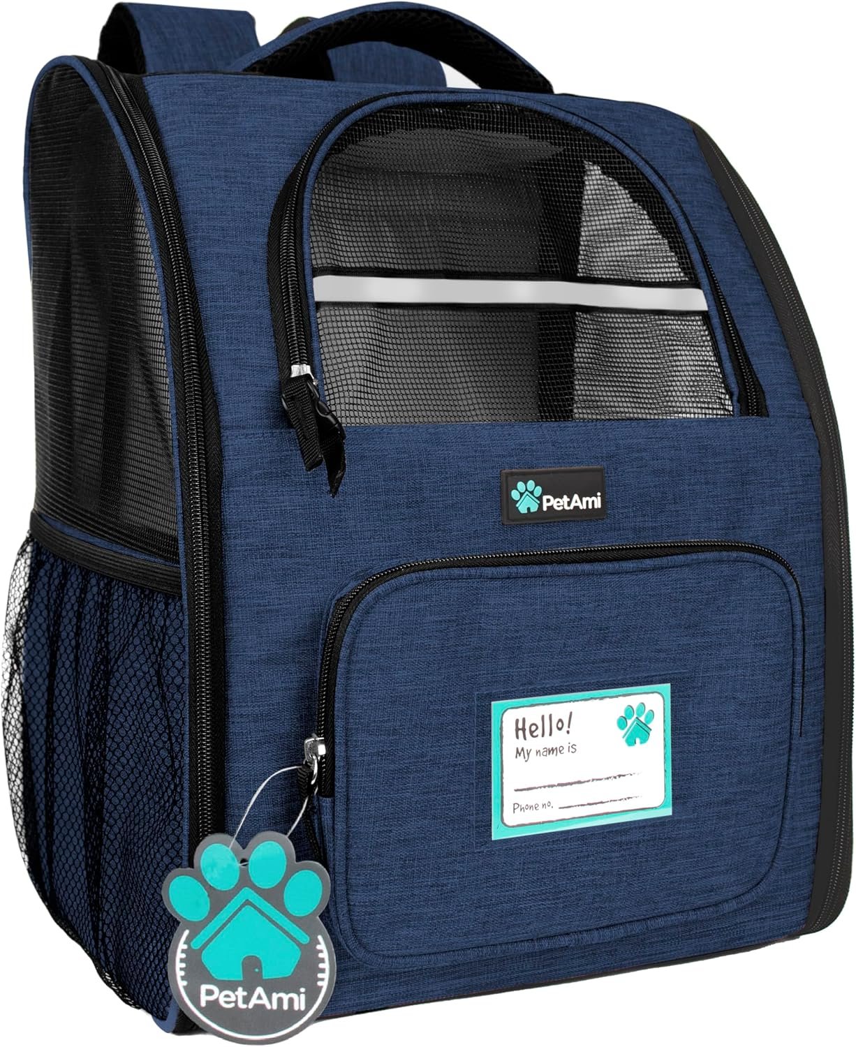 PetAmi Dog Backpack Carrier Airline Approved Cat Pet Puppy Bag, Navy