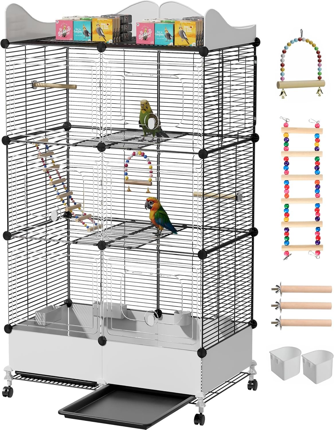 Large Bird Cage 55-Inch Encrypted Bird Cage with Daily Necessities Included