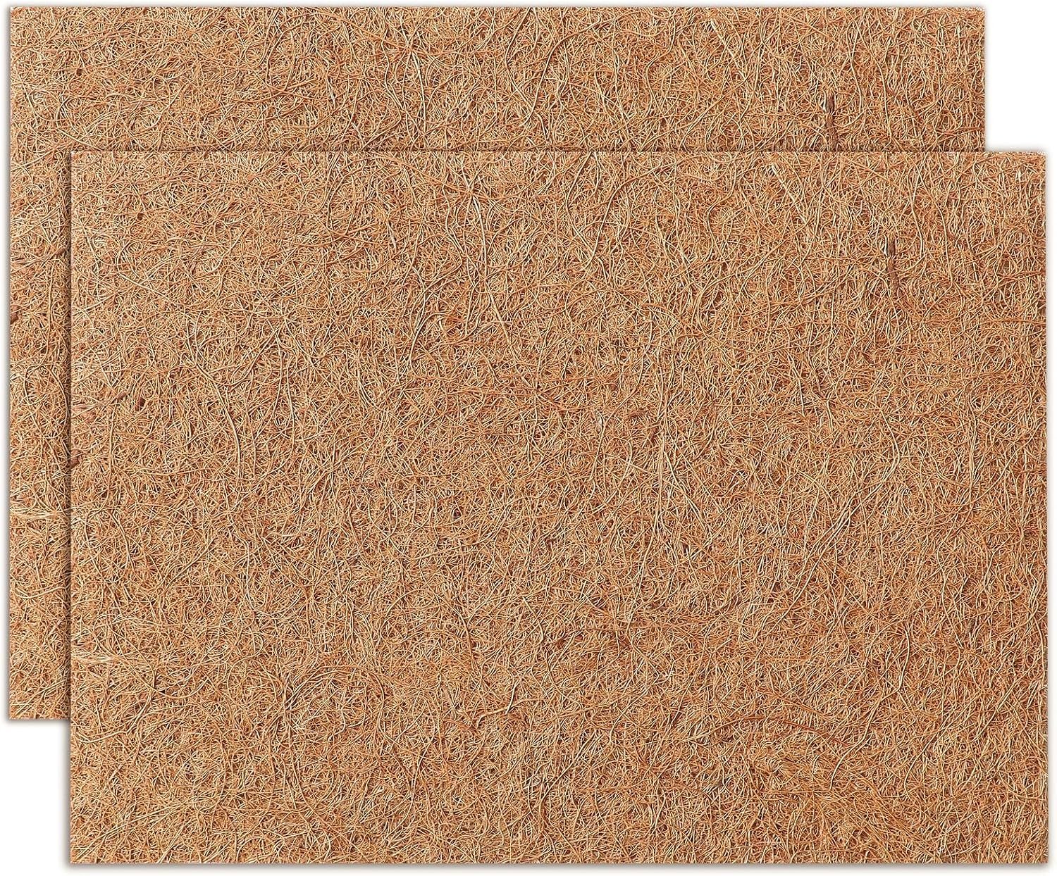 MAXPACE Natural Coconut Coir Liner Sheets – 14x11inch 2 Pcs Coco Fiber for Plant, Planter, Window Basket, Garden Decoration, and Pet Reptile Carpet or Mat