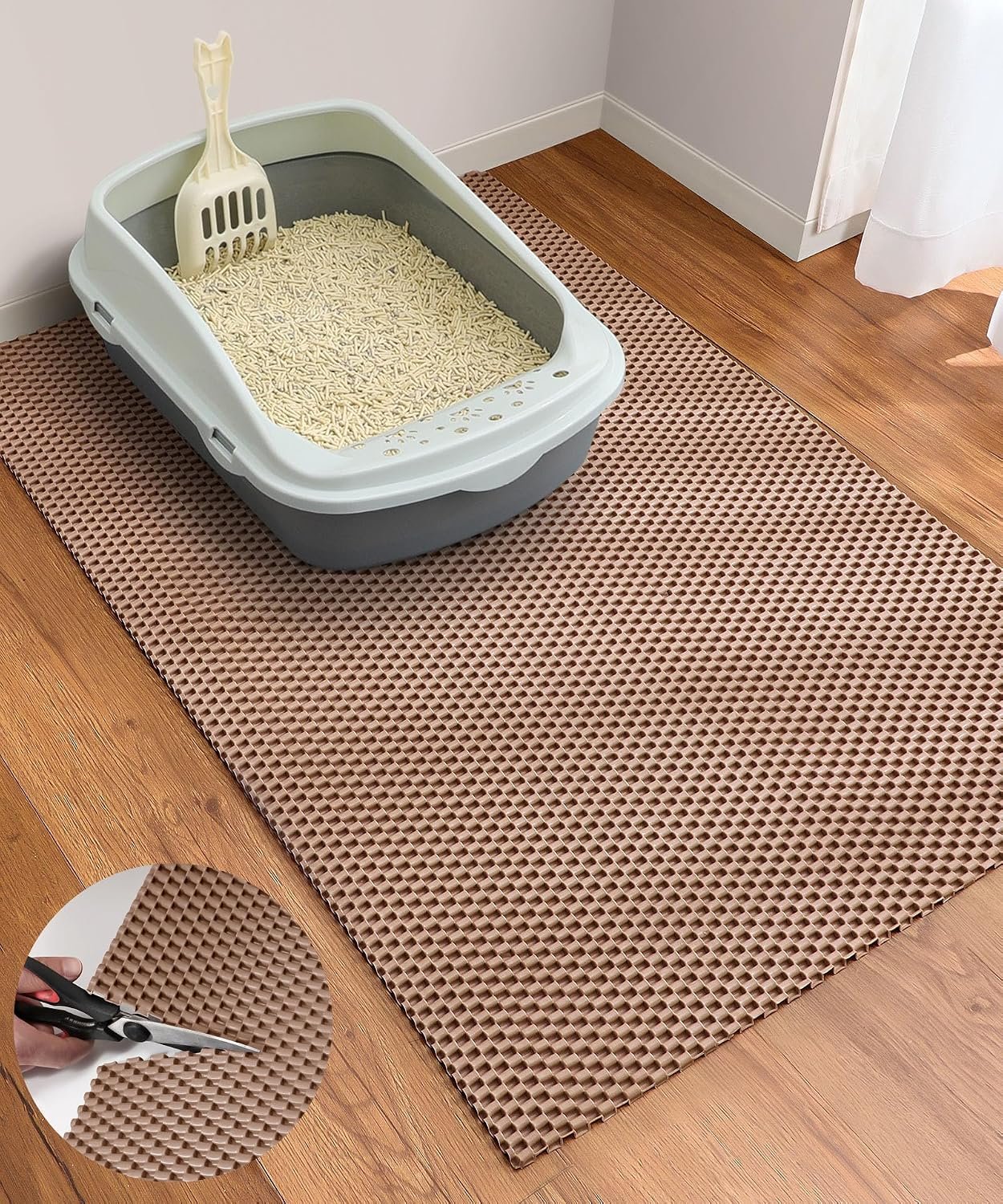 Cooyes Cat Litter Mat – Cut to Fit Any Place, 35″x23″ Litter Trapping Mat
