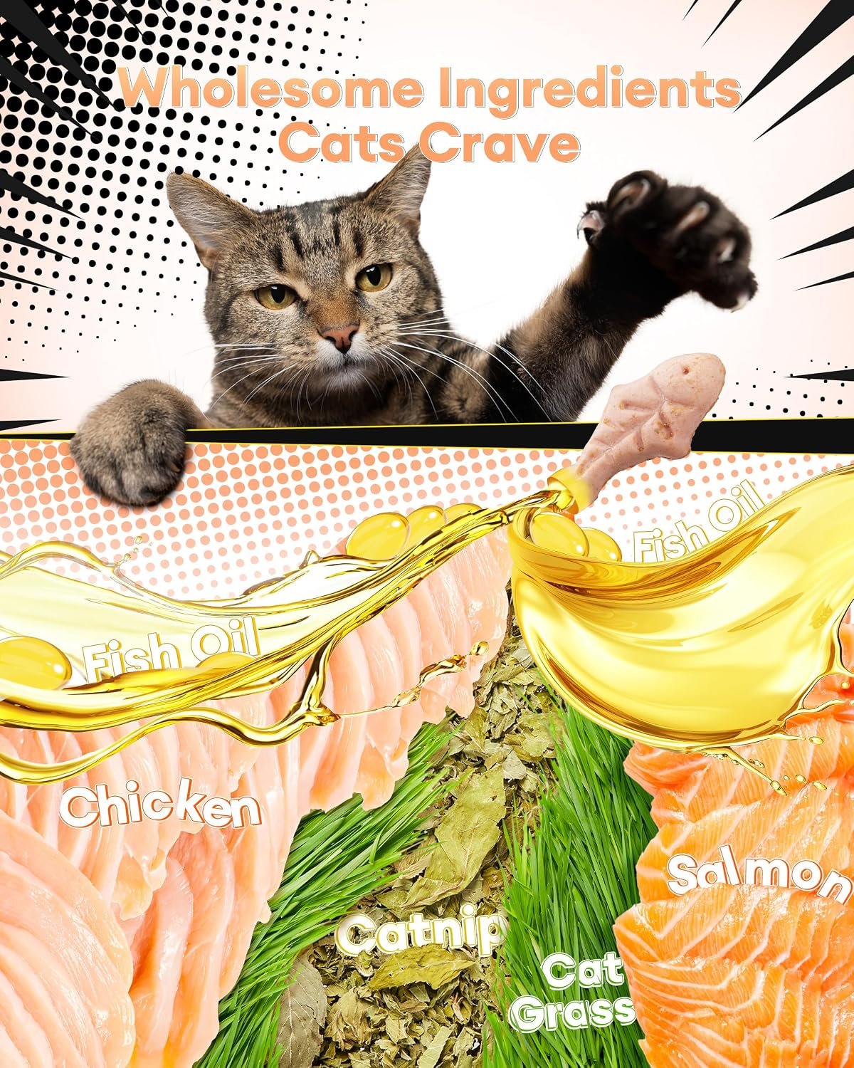 3.53oz Cat Grass Treats for Hairball Control, Digestive