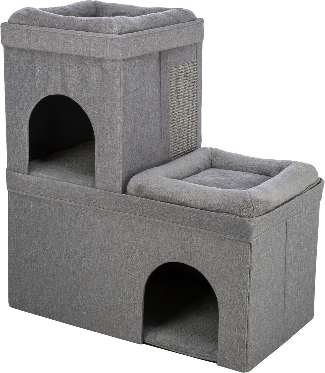 Trixie Crazy Cube Stackable Cat Condos, Gray, 2-Story