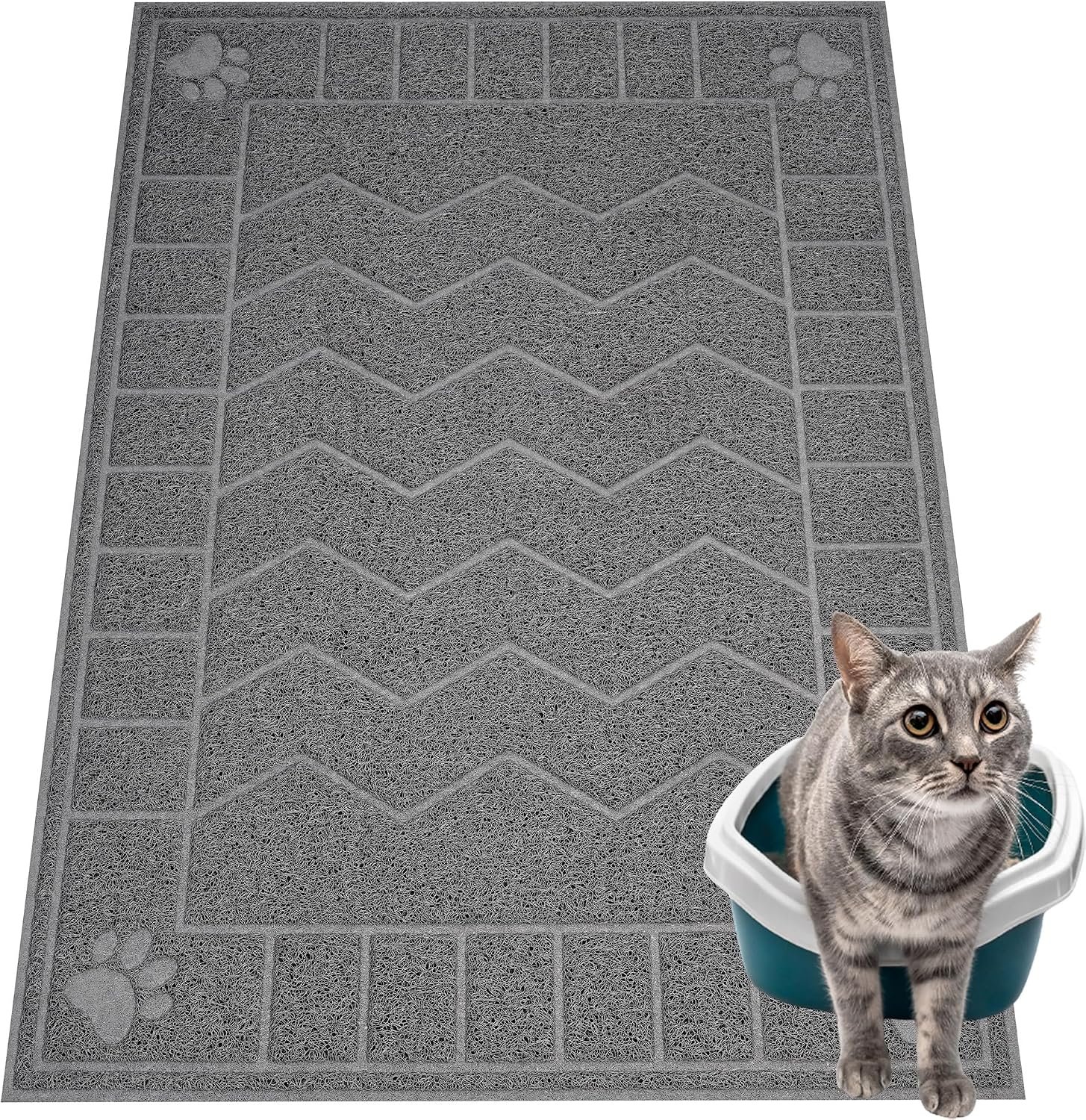 Cat Litter Box Mat, 35″ x 24″ Large Waterproof Litter Trapping Mat