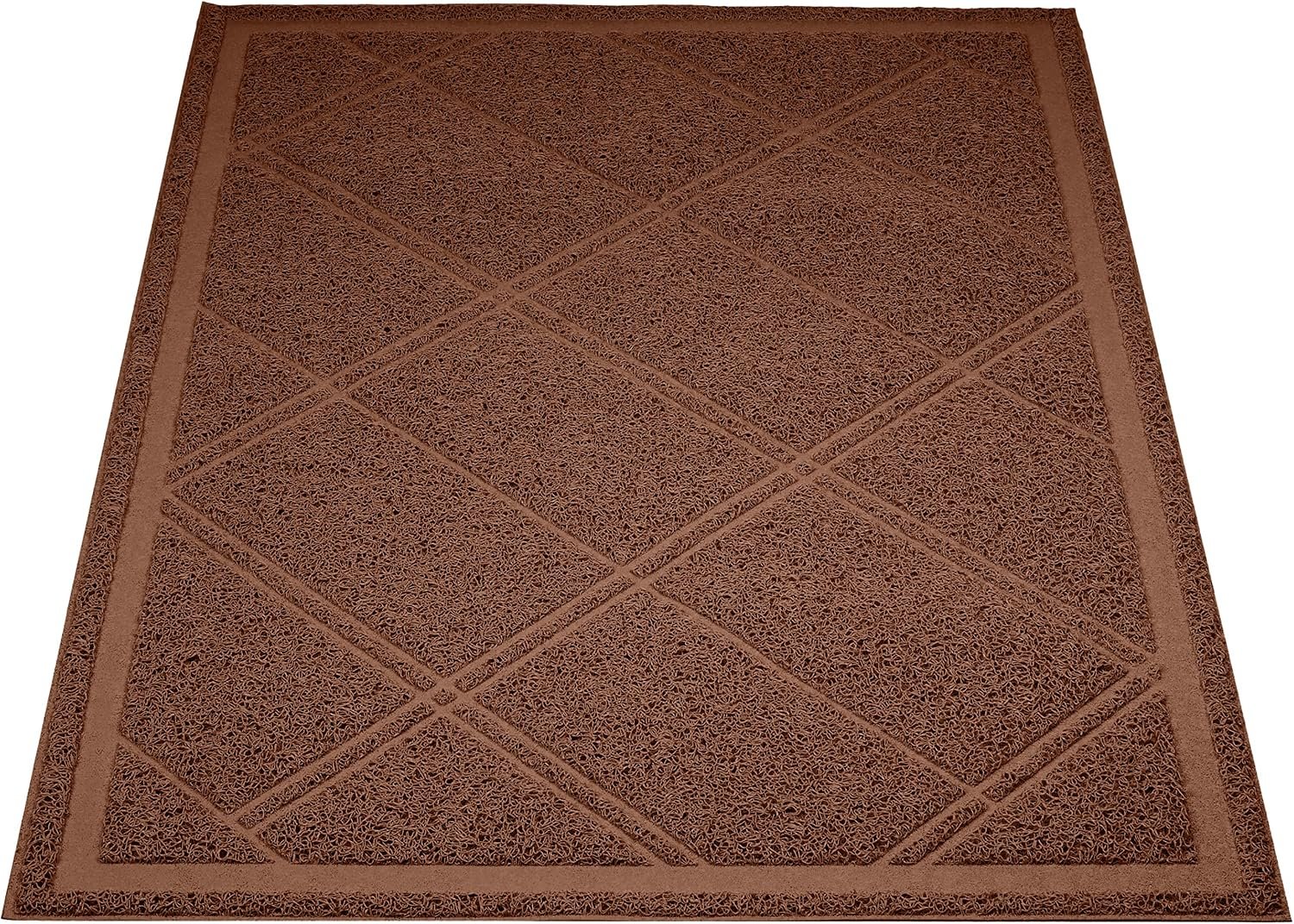 Amazon Basics Less-Mess Cat Litter Box Mat, 24″ x 35″, Unscented, Brown