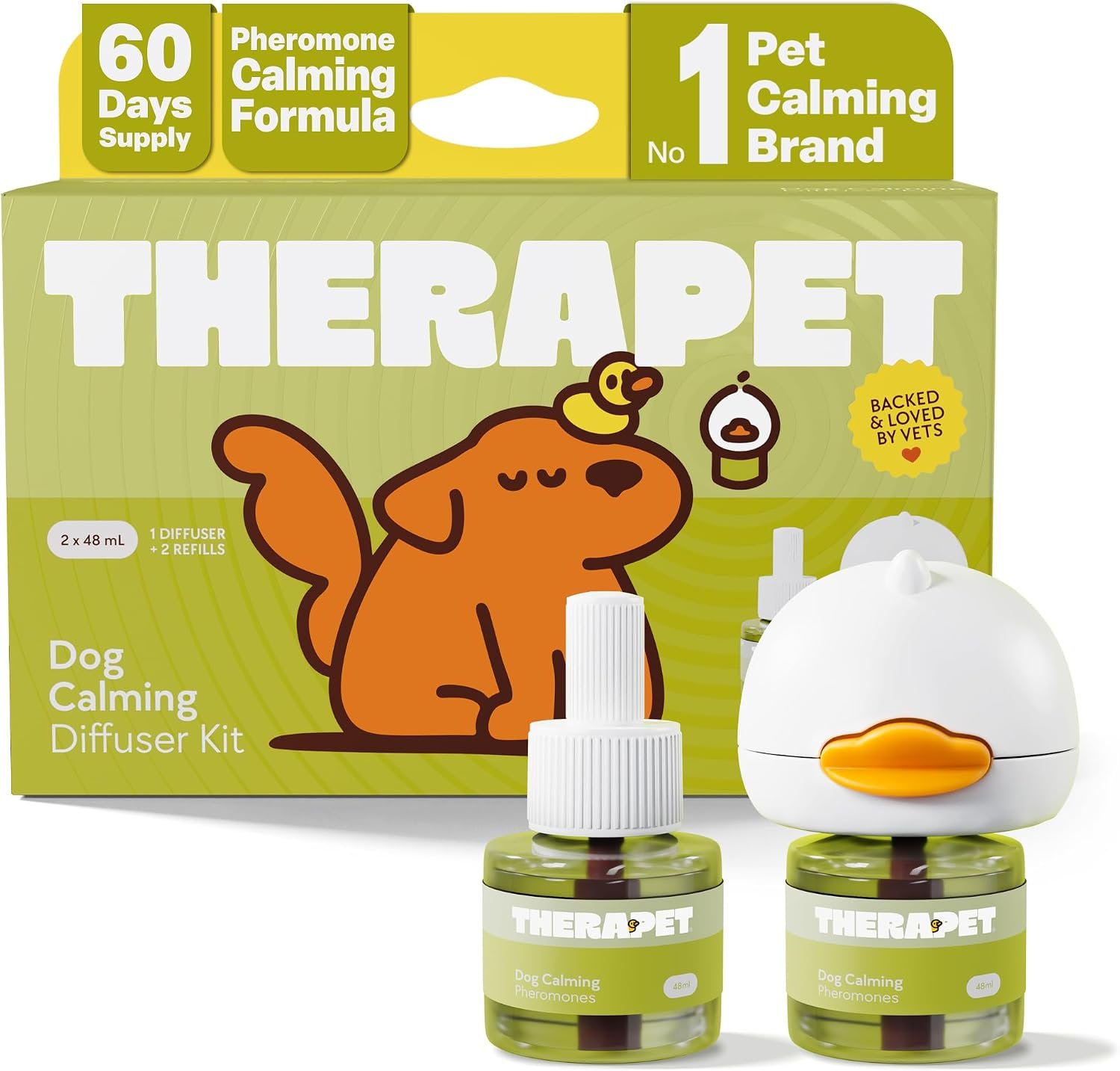 TheraPetMD 60-Day Dog Calming Diffuser Kit – Dog Pheromone Diffuser for Stress, Destructive Behavior, Pee Accidents, Separation Anxiety, Barking, Aggression & Chewing – 60-Day Refills Included