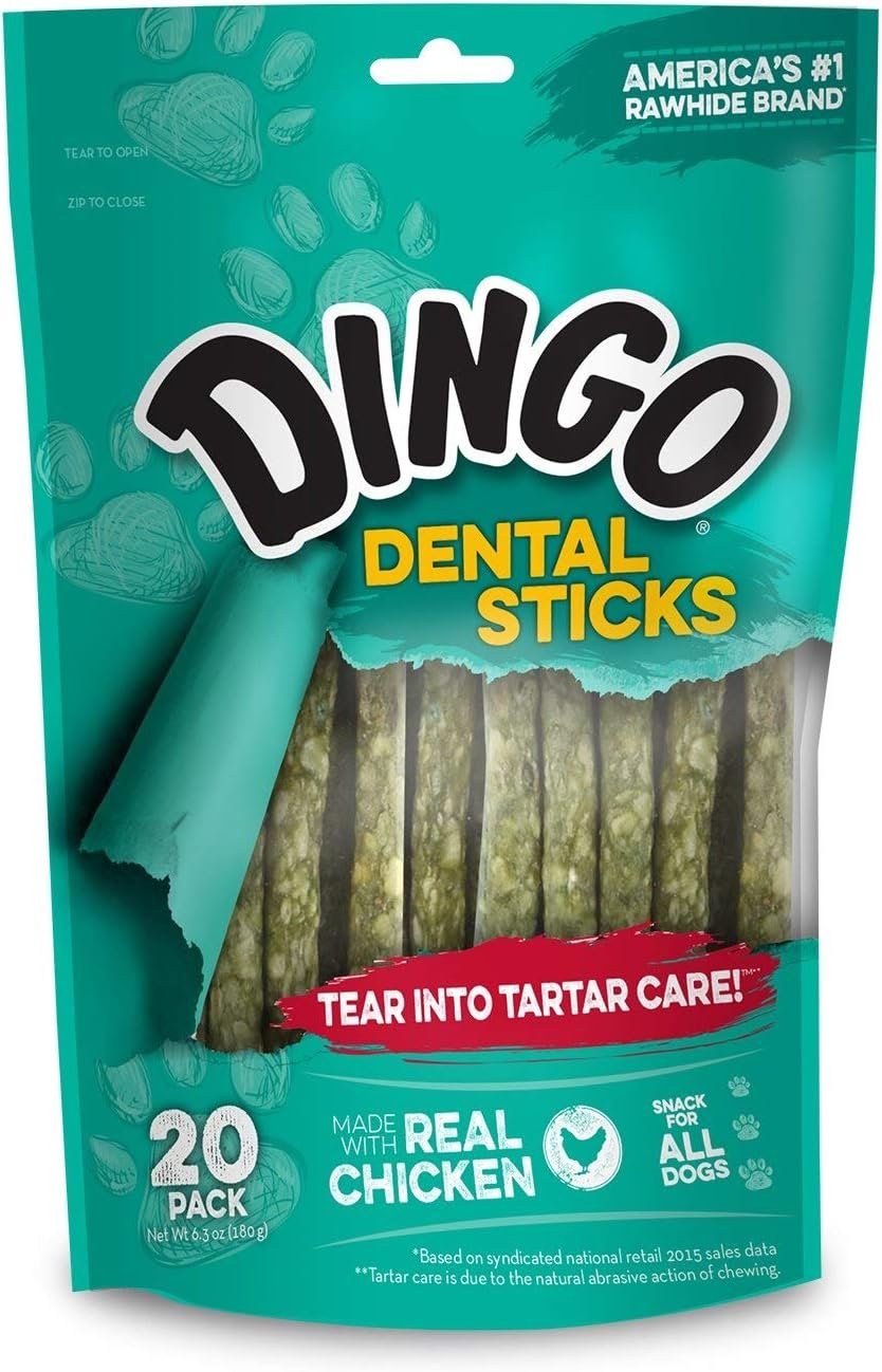 Dingo Dental Sticks Dog Treats With Real Chicken & Parsley, 20 Count